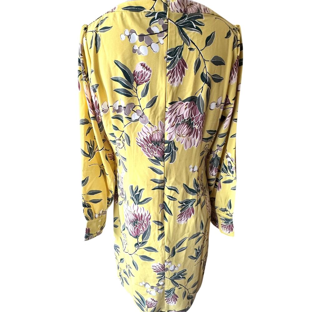 LOFT NEW Floral Dress Womens Size 4 Petite Yellow Bateau Neck Shift Career - Picture 4 of 11